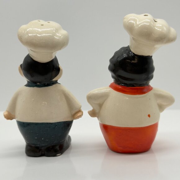 Vintage Ceramic Bug Eyed Mr. & Mrs. Chef 3.5" Salt & Pepper Shakers Japan - Picture 5 of 8